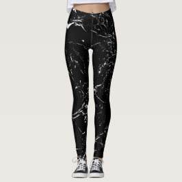 Svart marmor leggings