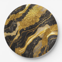 Svart marmor Mönster med guld