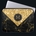 Svart marmor och Guld Glitter-geometrisk design Laptop Sleeve<br><div class="desc">Modern geometrisk enkel design med svart och guld glitter i kombination med anpassningsbar monogram. Alla kombinationer av färg kan begäras för den här designen.</div>