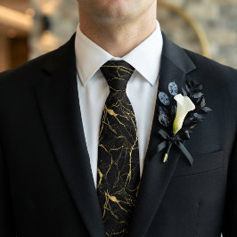 Svart marmor och guldådror Elegant mönster Slips