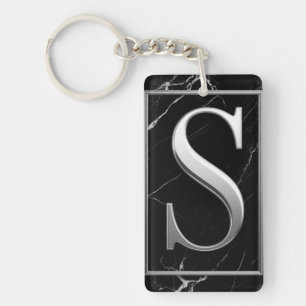 ⚜️ Svart marmor Silver S monogram-ram 🔑