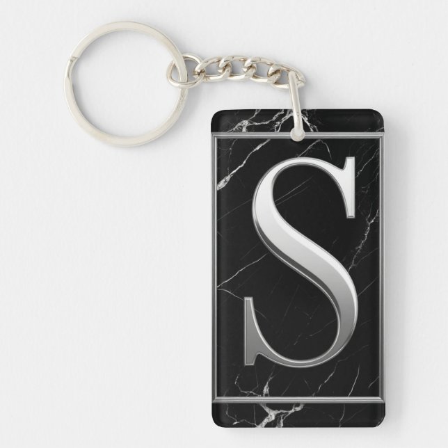 ⚜️ Svart marmor Silver S monogram-ram 🔑 (Framsidan)