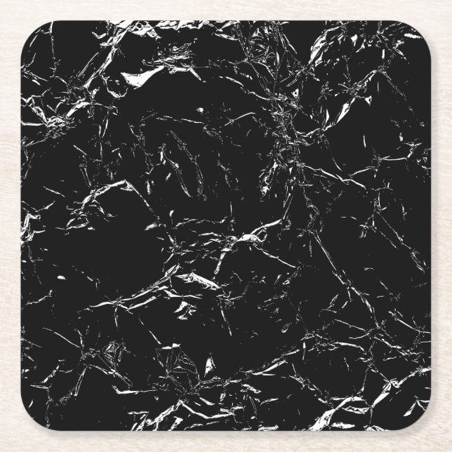 Svart marmor underlägg papper kvadrat (Framsidan)