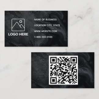 Svart marmor-visitenkort med QR-kod Visitkort