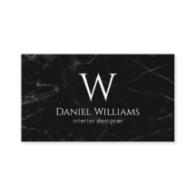 Svart marmor Vit monogram Modern Elegant