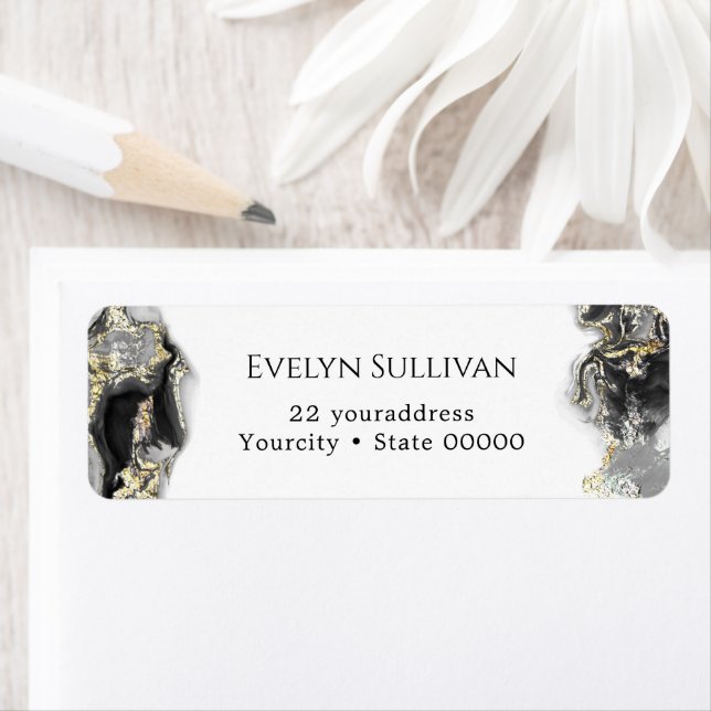 Svart marmoreringskonstruktionens adressetikett returadress etikett (Insitu)