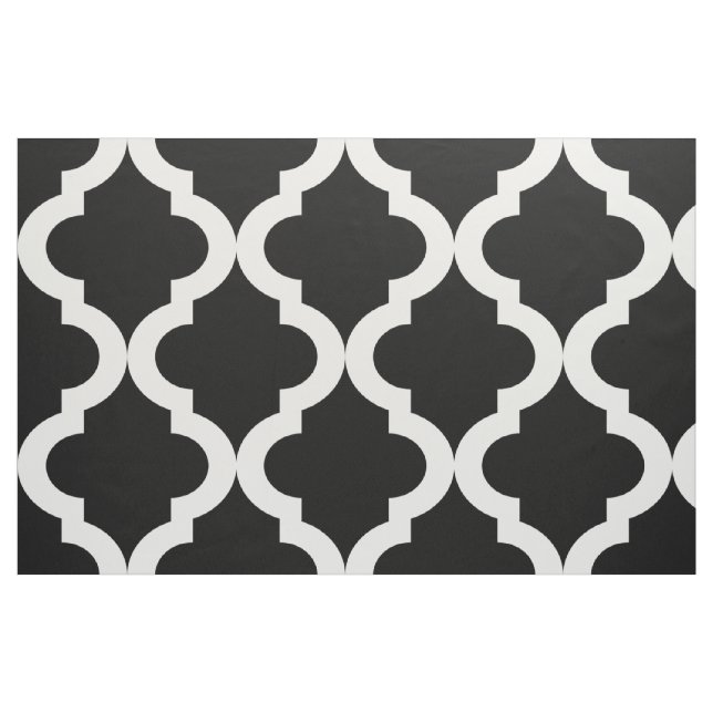 Svart marockanskt Quatrefoil tryck Tyg (Fat Quarter)