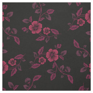 Svart maron Dogwood Flower Gothic Tyg