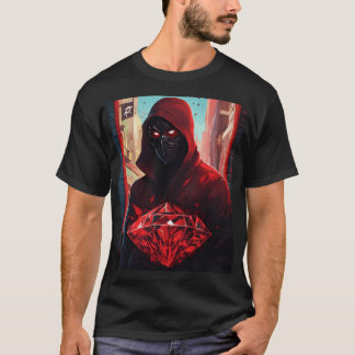 Svart mask med röd romb över den lämnat öga-graffi t shirt