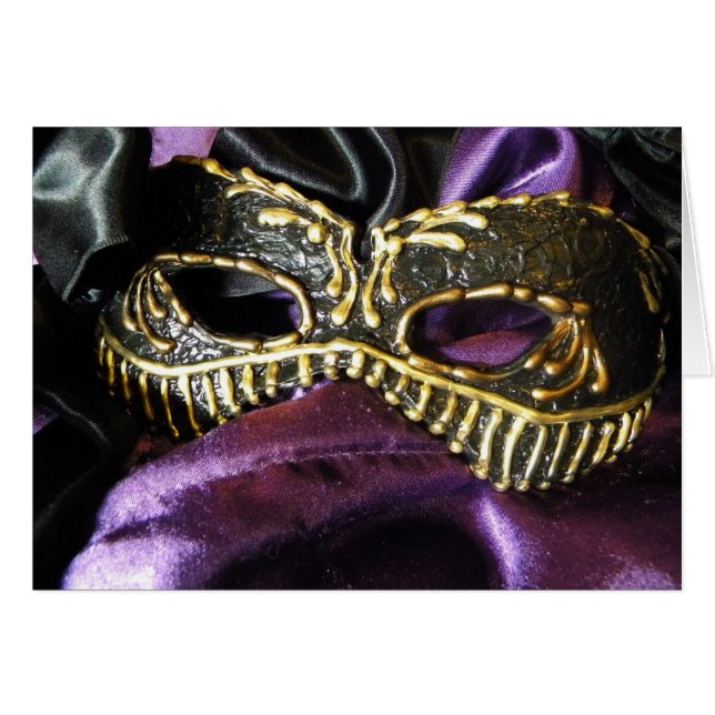 Svart Masquarade Hälsningskort (Framsidan Horizontal)