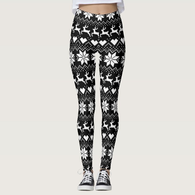 Svart mässaIsletryck (eller välj färg), Leggings (Framsida)