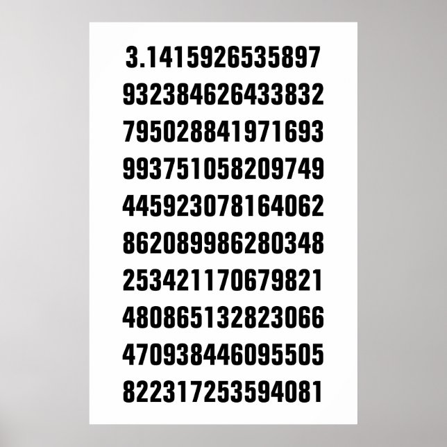 Svart matematisk Pi på vit Poster (Framsidan)