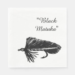 Svart Matuka banderoll, flygfiske, klipsk bindande Pappersservett