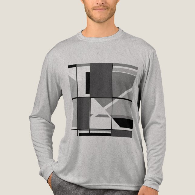 Svart MCM-Abstrakt för grått-kol, geometrisk T Shirt (Framsida)