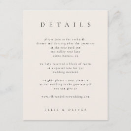 Svart med Beige Elegant Information om Bröllop Mod Tilläggskort
