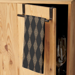 Svart med Brown Diamond Rand Kitchen Tea Towel Kökshandduk