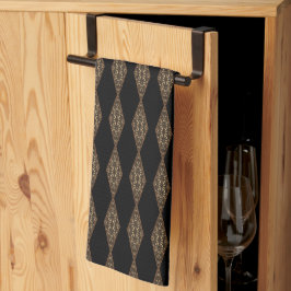 Svart med Brown Diamond Rand Kitchen Tea Towel Kökshandduk