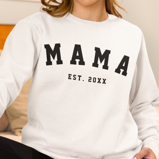 Svärt med CUSTOM MAMA ESTABLISHED YEAR T Shirt (Skapare uppladdad)