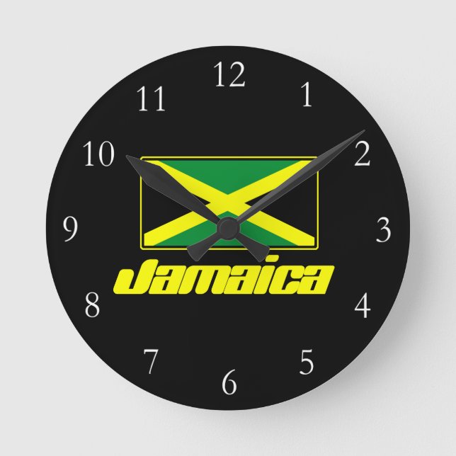 Svart med den Jamaica flagga Rund Klocka (Framsida)