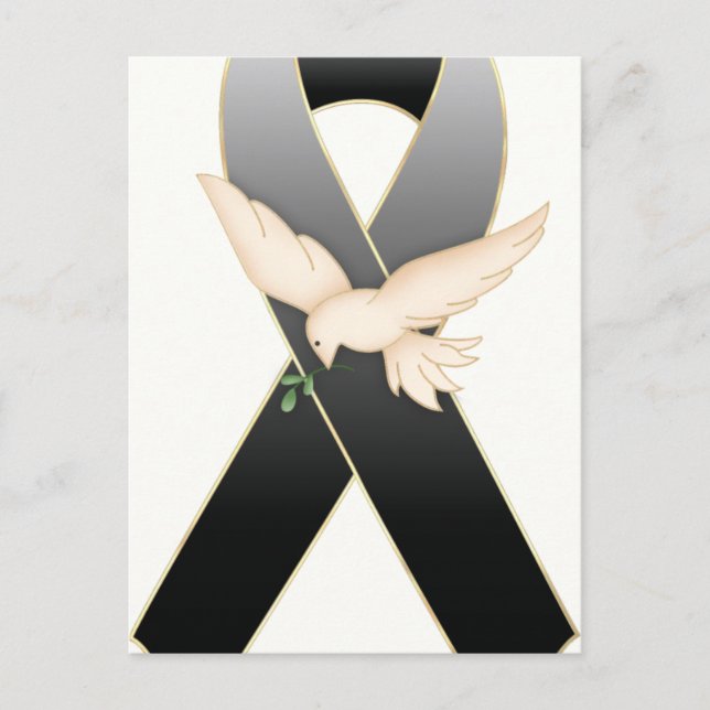 Svart med Dove Ribbon Awareness Postcards Vykort (Framsida)