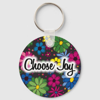 Svart med färgade blommor Välj Joy Keychain Nyckelring