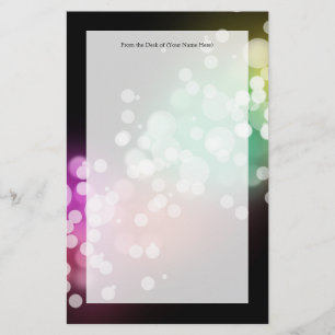 Svart med färgstark Bokeh Ljus Design Brevpapper