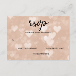 Svart med Faux Ro Guld Bokeh Hearts OSA Kort