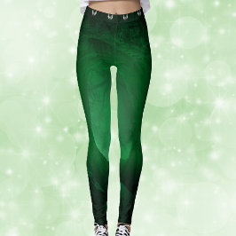 Svart med Glowing grönt Row Spooky Grått fladdermu Leggings