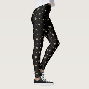 Svart med Golden Stars Leggings