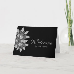 Svart med Grått Blommigt Lotus Welcome Kort