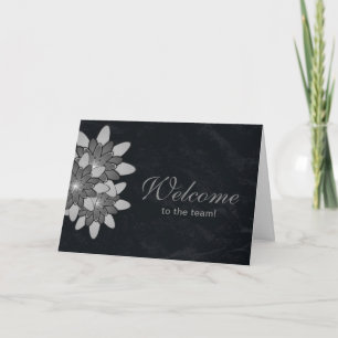 Svart med Grått Blommigt Lotus Welcome Kort