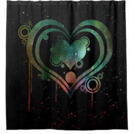 Svart med Grönt- och rödfärgshjärta med tryckfärg