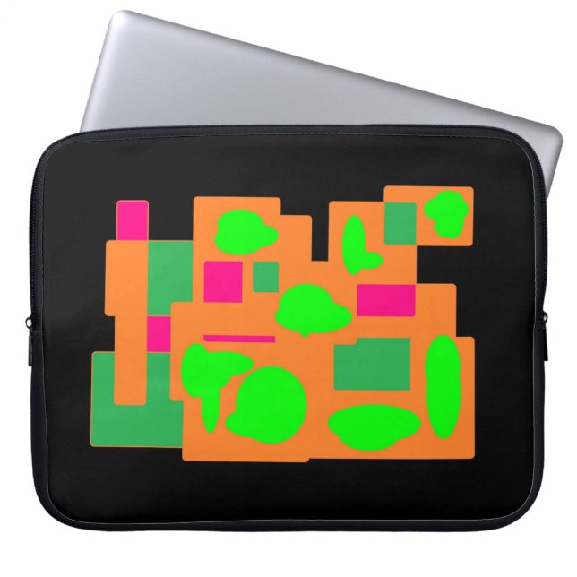 Svart med gröntens rosa-persikodesign med mönster laptop fodral (Framsidan)