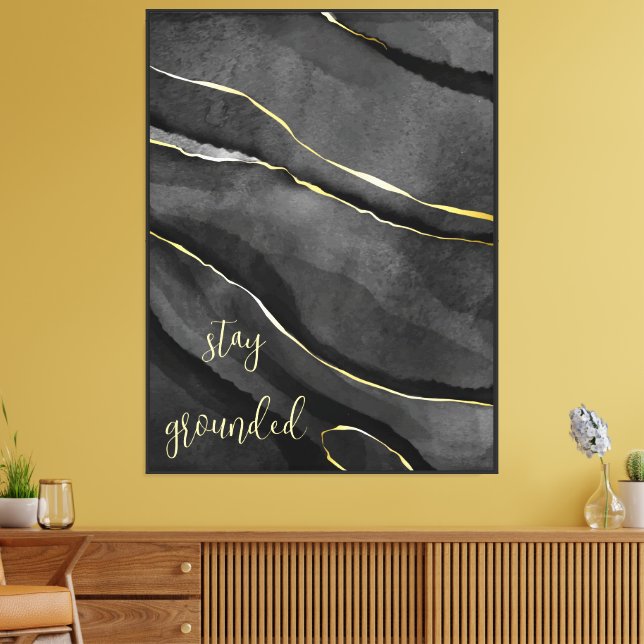Svart med Guld "Behåll mark" Canvastryck (Insitu (Vardagsrum))