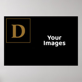 Svart med guld familjeförsta bokstavsfoto poster