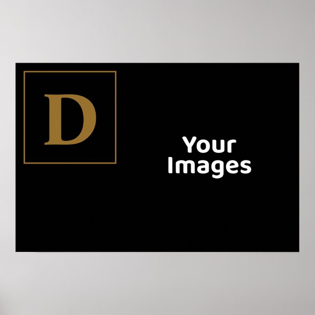 Svart med guld familjeförsta fotovisning poster (Framsidan)