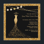 Svart med guld- glitter söta 16 inbjudningar<br><div class="desc">En perfekt inbjudan för en formell 16th födelsedagsfest. Svarten med den guld- glittergränsen och korkor "tänder" på bästa. Guld- glitterkappa på den vänster och vittextredot som ska skräddarsy. Matcha servetter.</div>