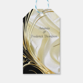 Svart med Guld på Champagne Silke Presentetikett