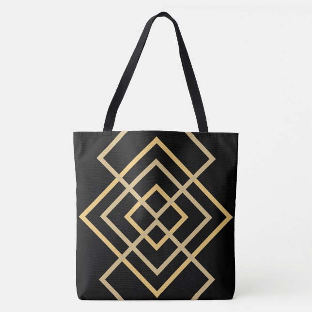 Svart med Guld rand Tote Bag Tygkasse (Framsida)