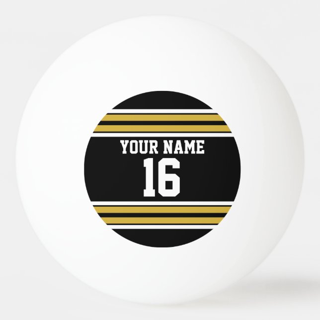 Svart med Guld White Rand Team Jersey Pingisboll (Framsidan)