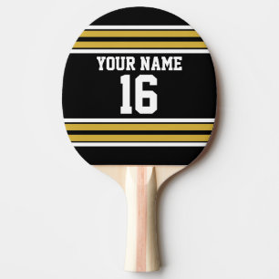 Svart med Guld White Rand Team Jersey Pingisracket