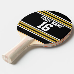 Svart med Guld White Rand Team Jersey Pingisracket