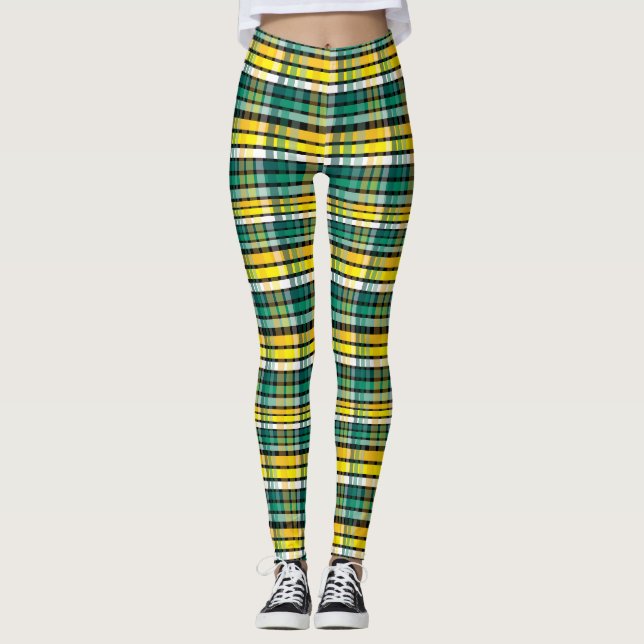 Svart med Gult och svart Leggings (Framsida)