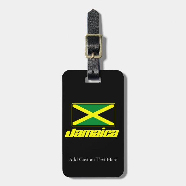 Svart med Jamaica Flagga Bagagebricka (Vertikal Framsida)