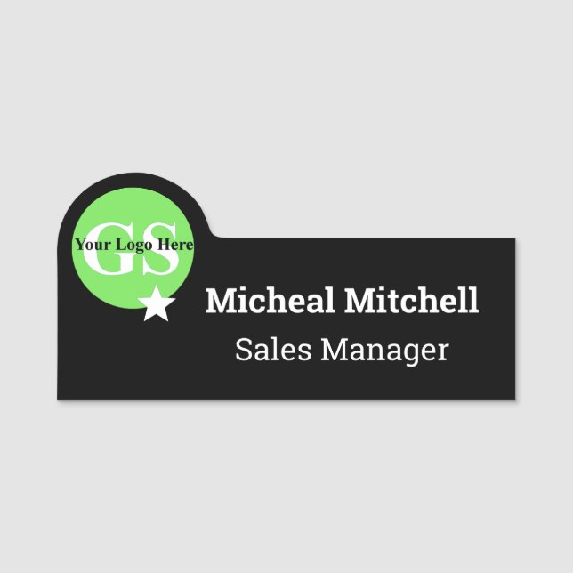 Svart med Logotyp Business Employee Namn bricka Namnbricka (Framsida)