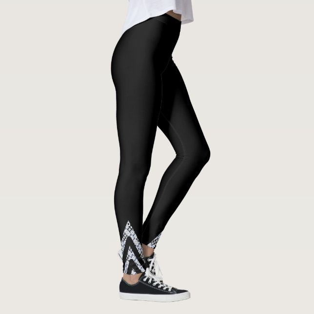 Svart med mönstrad infogning vid klovar leggings (Höger)