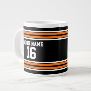 Svart med Orange White Rand Team Jersey Jumbo Mugg