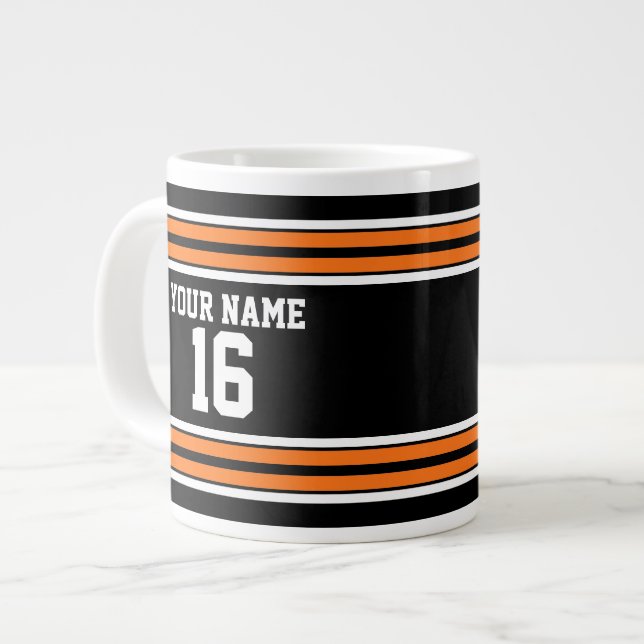 Svart med Orange White Rand Team Jersey Jumbo Mugg (Framsida vänster)