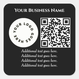 Svart med QR-kod lägger till egen text och logotyp Fyrkantigt Klistermärke