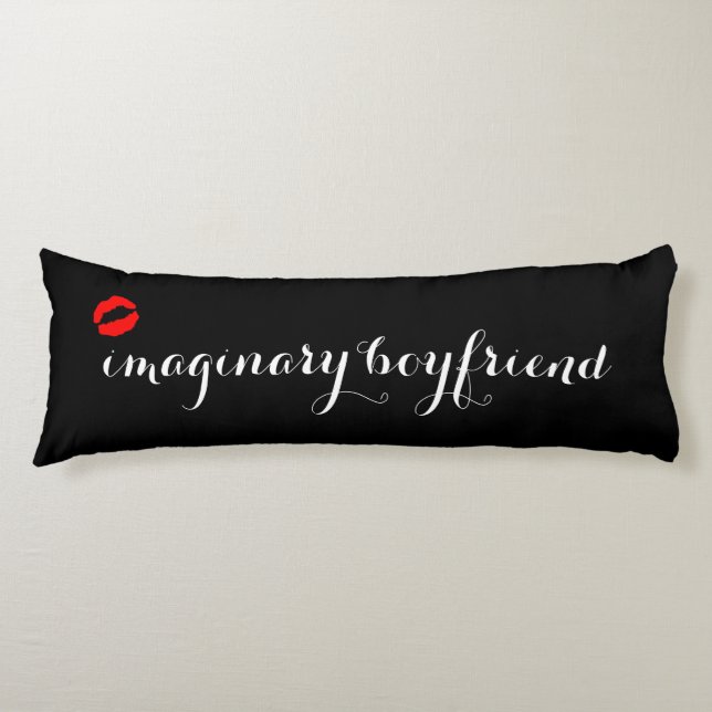Svart med Red Kiss Läppar Imaginary Boykompis Kroppskudde (Framsidan)
